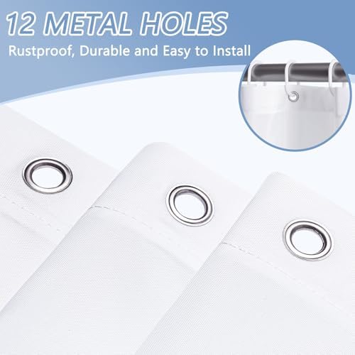 Furlinic 72x72 Waterproof Shower Curtain Liner with 12 Rustproof Hooks