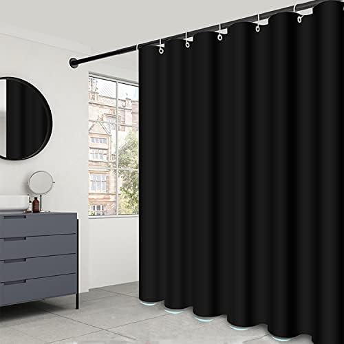 Black Fabric Shower Curtain with Magnetic Weights