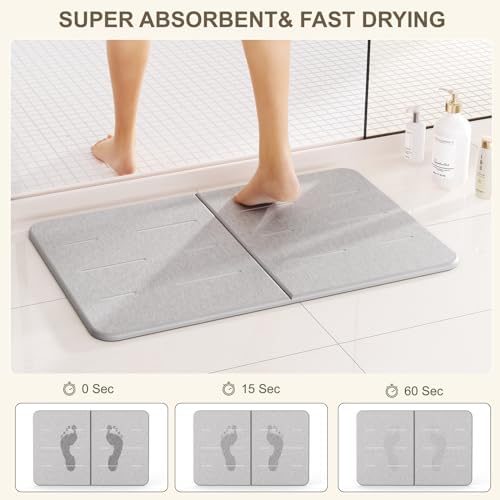 EnjoyNest Stone Bath Mat - Quick Drying Non-Slip 236x154 Inch Gray