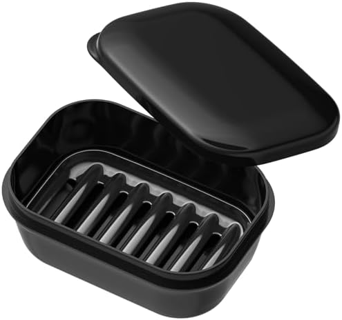 Quatish Leakproof Soap Dish with Lid Draining Layer 1