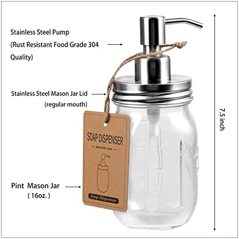 Amolliar 4-Pack Mason Jar Bathroom Accessories Set - Brushed Nickel
