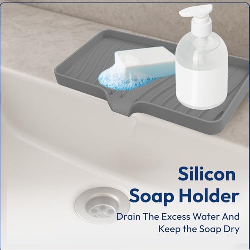 Rymss Large Silicone Soap Dish with Drain Spout