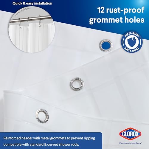 Clorox Premium Striped Shower Curtain Liner