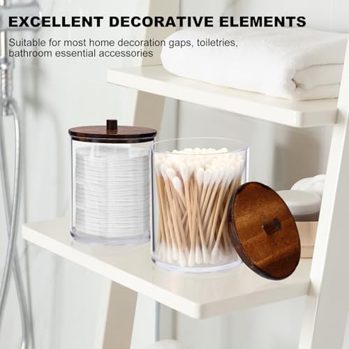 Temoyj 4 Pack QTip Holder Dispenser with Wood Lids