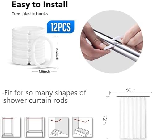 AAtter Kids Fun Polka Dot Shower Curtain with 12 Hooks 60x72