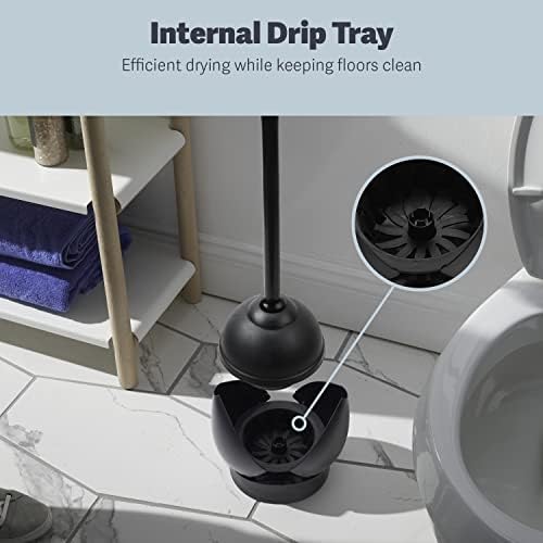 Casabella Toilet Plunger and Hideaway Caddy Combo Black 2-Piece