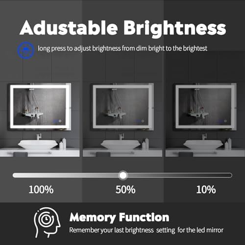 36 x 28 LED Bathroom Mirror with Touch Controls