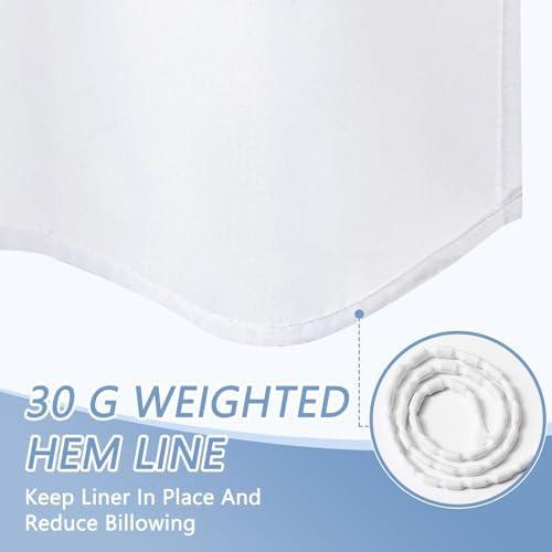 Furlinic 72x72 Waterproof Shower Curtain Liner with 12 Rustproof Hooks