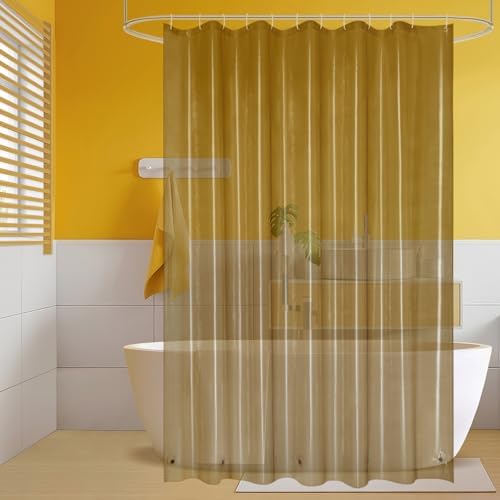 EurCross Waterproof Brown Shower Curtain with 5 Bottom Magnets 1
