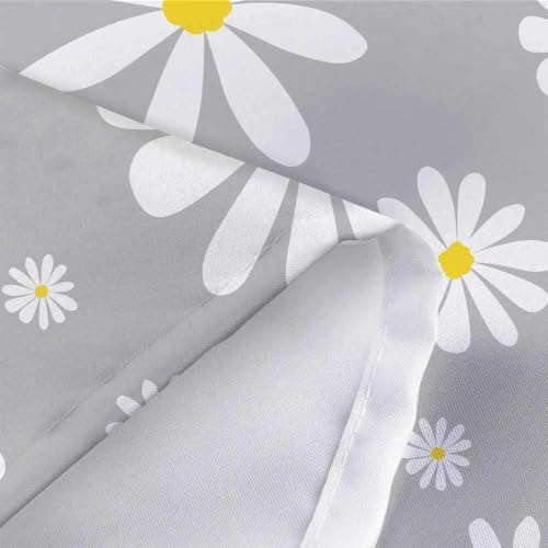 Grey Daisy Floral Shower Curtain Set with Hooks 72x75 Inch