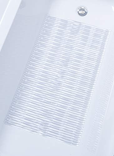 TIKE SMART Bamboo Non-Slip Bath Mat - Clear Vinyl