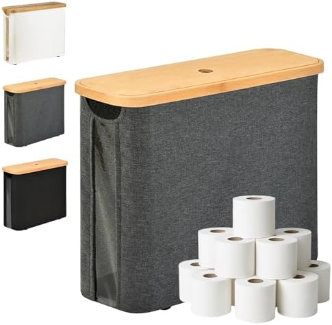 Toilet Paper Holder with Lid for 9 Rolls Gray