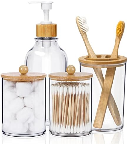 SGHUO 4pcs Boho Bamboo Bathroom Decor Set 1