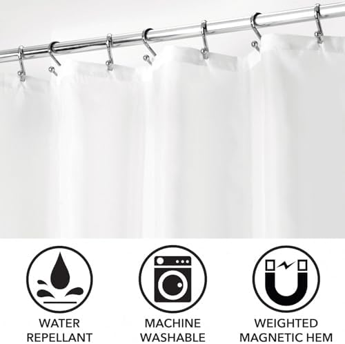 mDesign Heavy Duty Shower Curtain Liner - 72x72 White