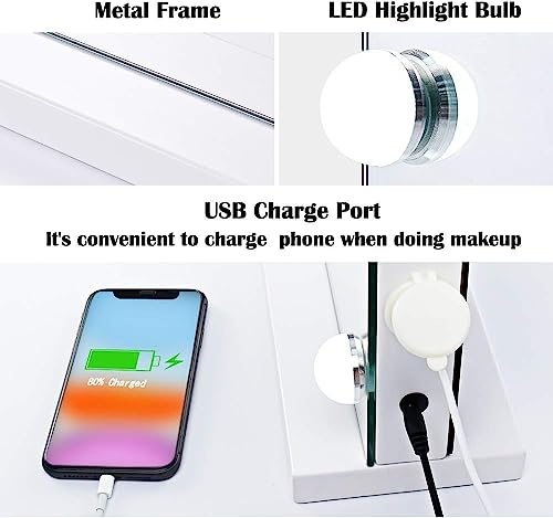 LilyHome Wall-Mounted Vanity Mirror with 18 LED Lights and Touch Control