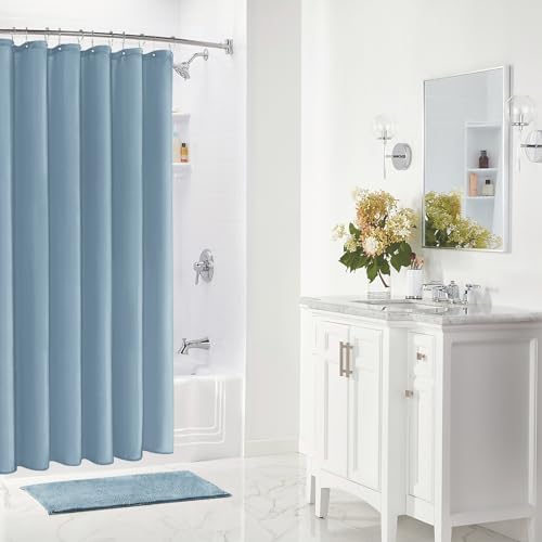 Gibelle Light Blue Waterproof Shower Curtain Liner with Hooks and Grommets