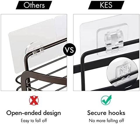 KES Matte Black Shower Caddy 2 Pack with Snap-Lock Hooks