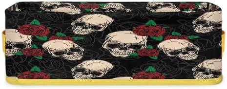 Snatocys Skull Floral Toilet Paper Basket with Handles 1