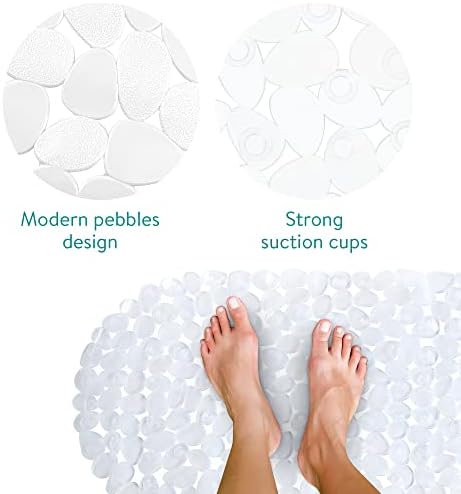 Navaris Pebble Bath Mat - Non Slip with Suction Cups