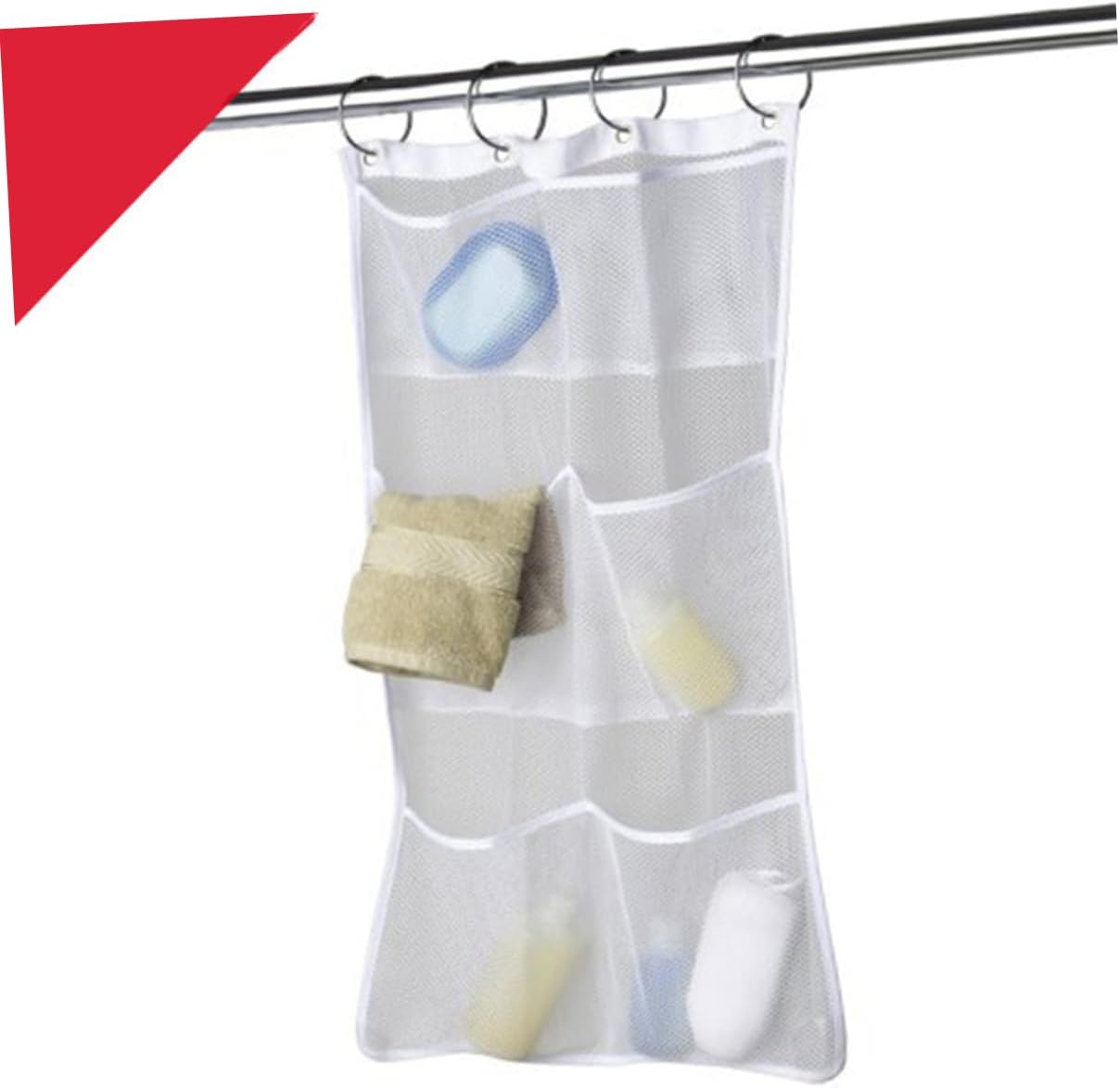 Parliky Hanging Mesh Bag Shower Organizer Storage Basket Pockets