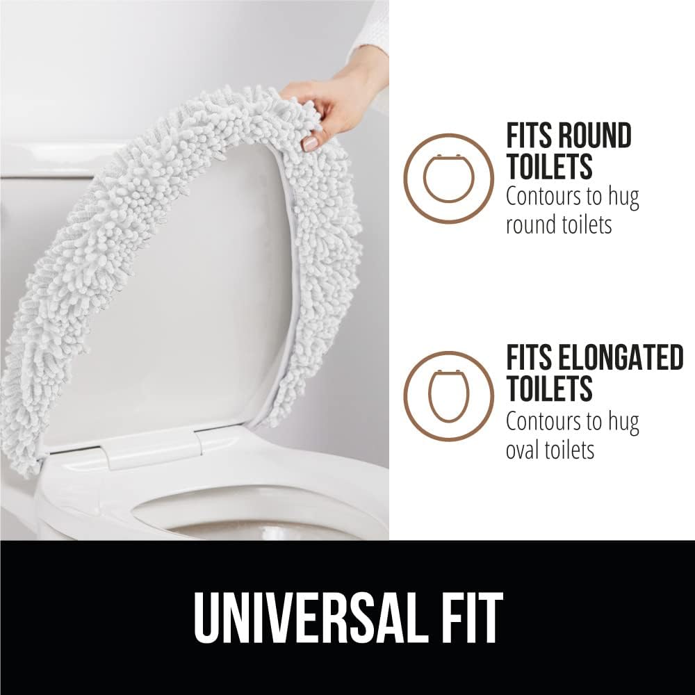 Gorilla Grip Toilet Lid Cover and Waffle Shower Curtain 2-Pack