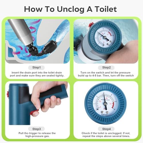 Powerful Electric Toilet Plunger - 5 Bar High Pressure