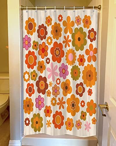 Sanzugh Retro Flowers Camper Shower Curtain with Hooks