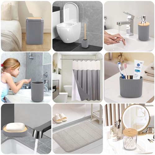 23-Piece Grey Bathroom Accessories Set - Modern Durable