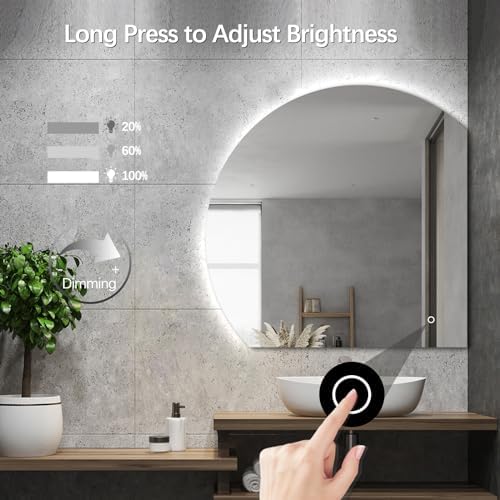 Niccy 43 Inch Half Moon LED Mirror for Bathroom