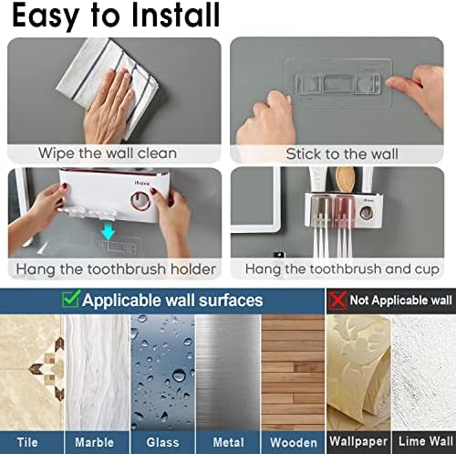 iHave Toothbrush Holder with Dispenser and Storage - Wall Mounted Bathroom Accessory