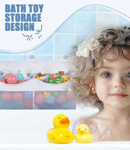 ZOBUU 2 Compartment Horizontal Bath Toy Storage Rack