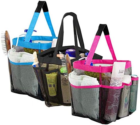 GGone 3 Pack Mesh Shower Caddy - Black Blue Pink