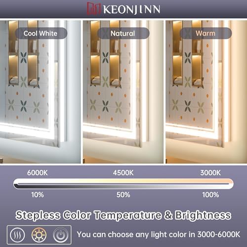 Keonjinn 60 x 36 LED Bathroom Mirror with Frontlit and Backlit
