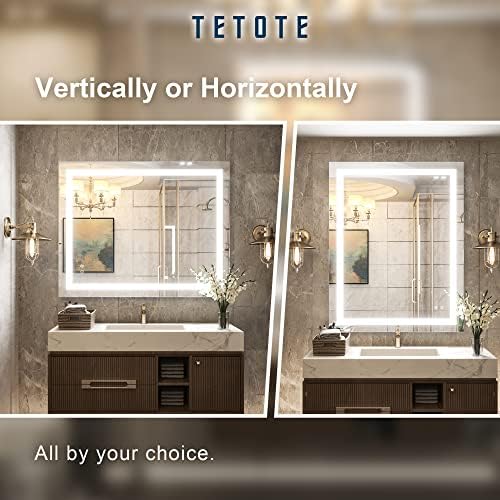 TETOTE 30x36 LED Vanity Mirror with Dimmable Lights and Anti-Fog Function