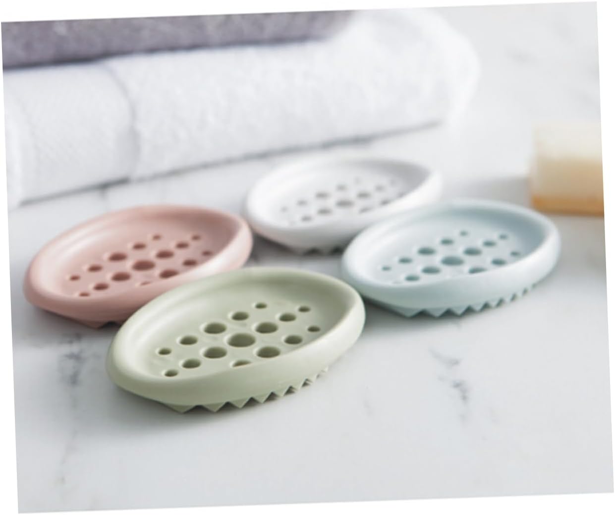 Garneck Creative Oval Silicone Soap Dish Tray