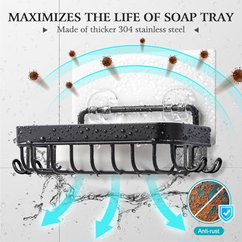 Hamitor Wall Mounted Soap Dish Holder - Black Durable Water Resistant