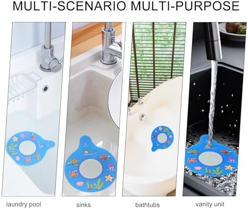 Yueton Blue Silicone Bath Drain Stopper with Cute Cartoon Design