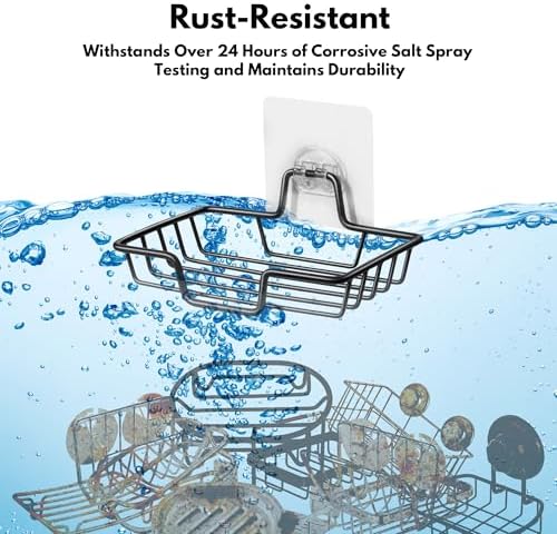 Rainspire Soap Dish Holder No Drilling Black Square
