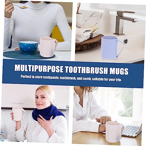 MERRYHAPY 2pcs Wheat Straw Mouthwash Cups for Bathroom and Travel