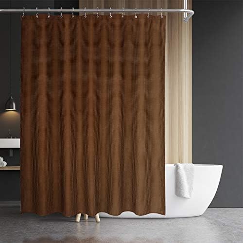 Barossa Design Waffle Weave Shower Curtain 71x72 Inch Brown Heavy Duty