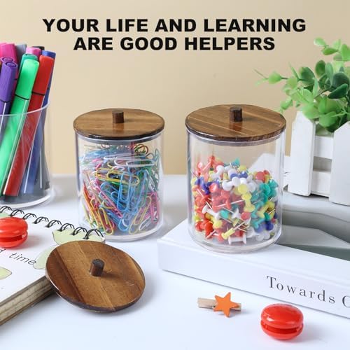 Temoyj 4 Pack QTip Holder Dispenser with Wood Lids