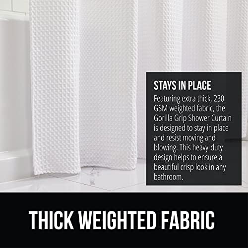 Gorilla Grip Toilet Lid Cover and Waffle Shower Curtain 2-Pack