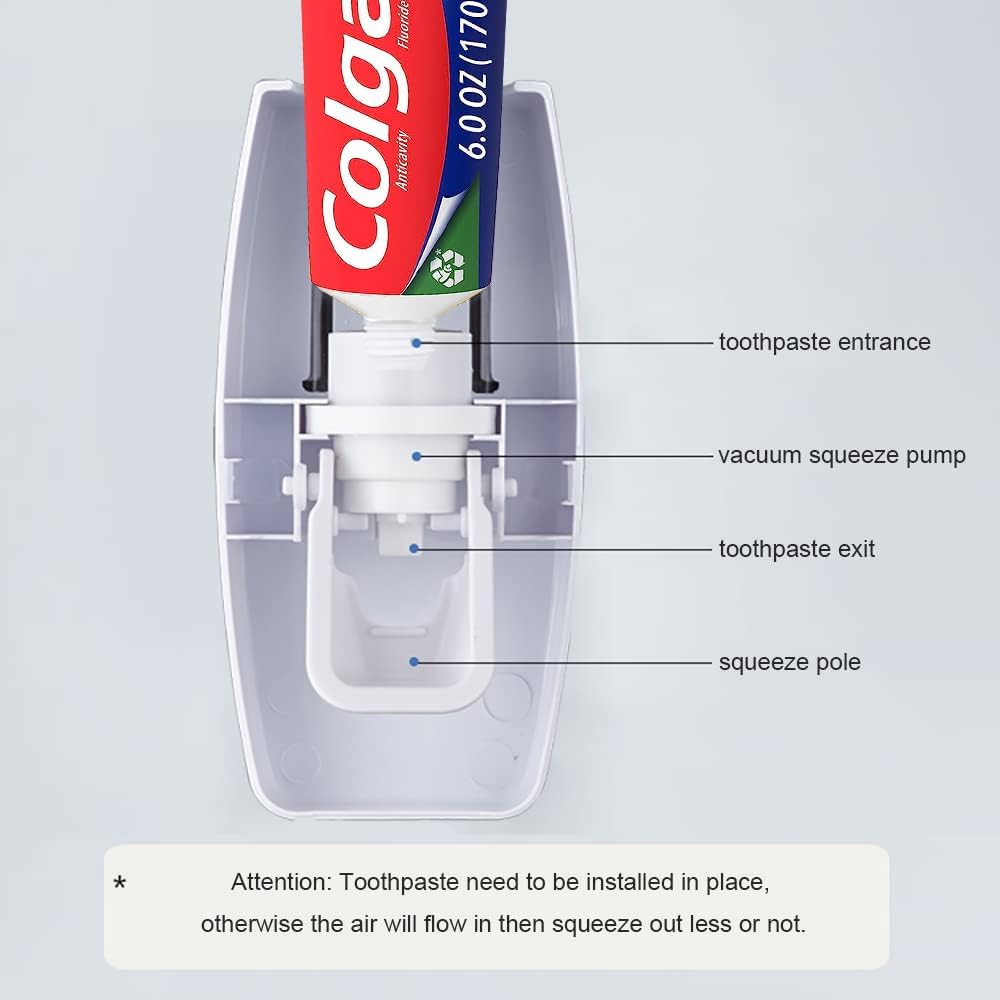 Basedidea Automatic Toothbrush Dispenser with Squeezer and Holder Set