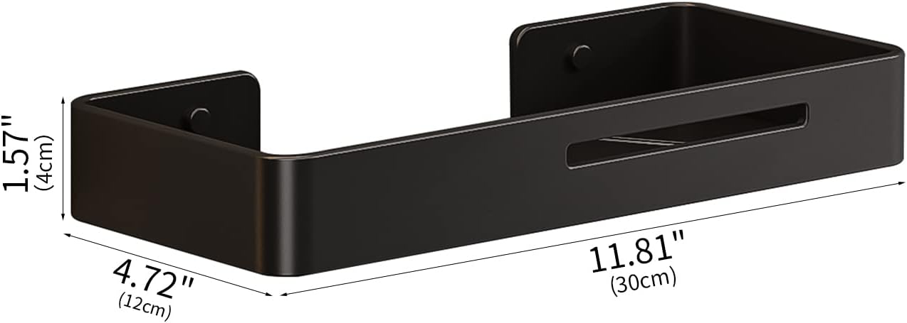 Dancrul Shower Caddy Floating Shelf - 12 Inch Black Aluminum Wall Organizer