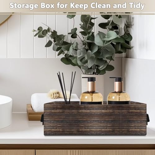 Foldable Toilet Paper Basket with Wood Grain Design