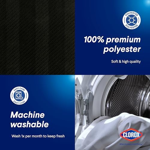 CLOROX 2-in-1 Shower Curtain Liner 72x72 Black Durable Water Resistant