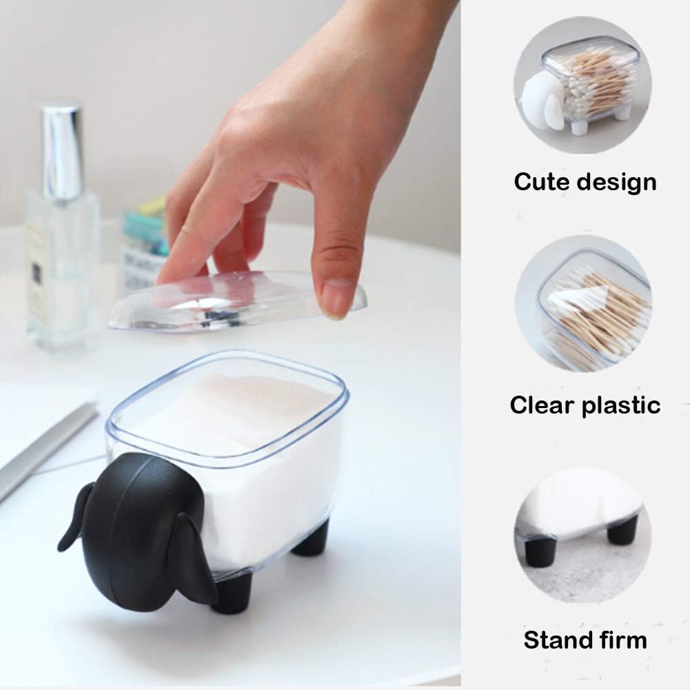 Cute Sheep Cotton Ball HolderDispenser 2-Pack Black White