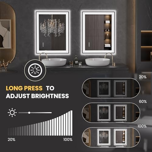 LOAAO 28X36 LED Bathroom Mirror with Black Frame