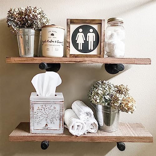 Ukwell Wood Carved Tissue Box Holder Tree of Life Design