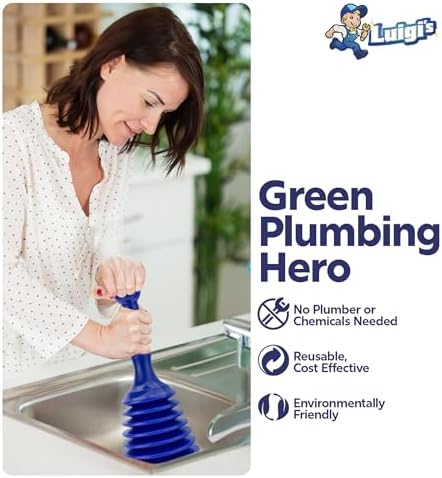 Luigis Heavy Duty Plunger Bundle for Bath and Kitchen